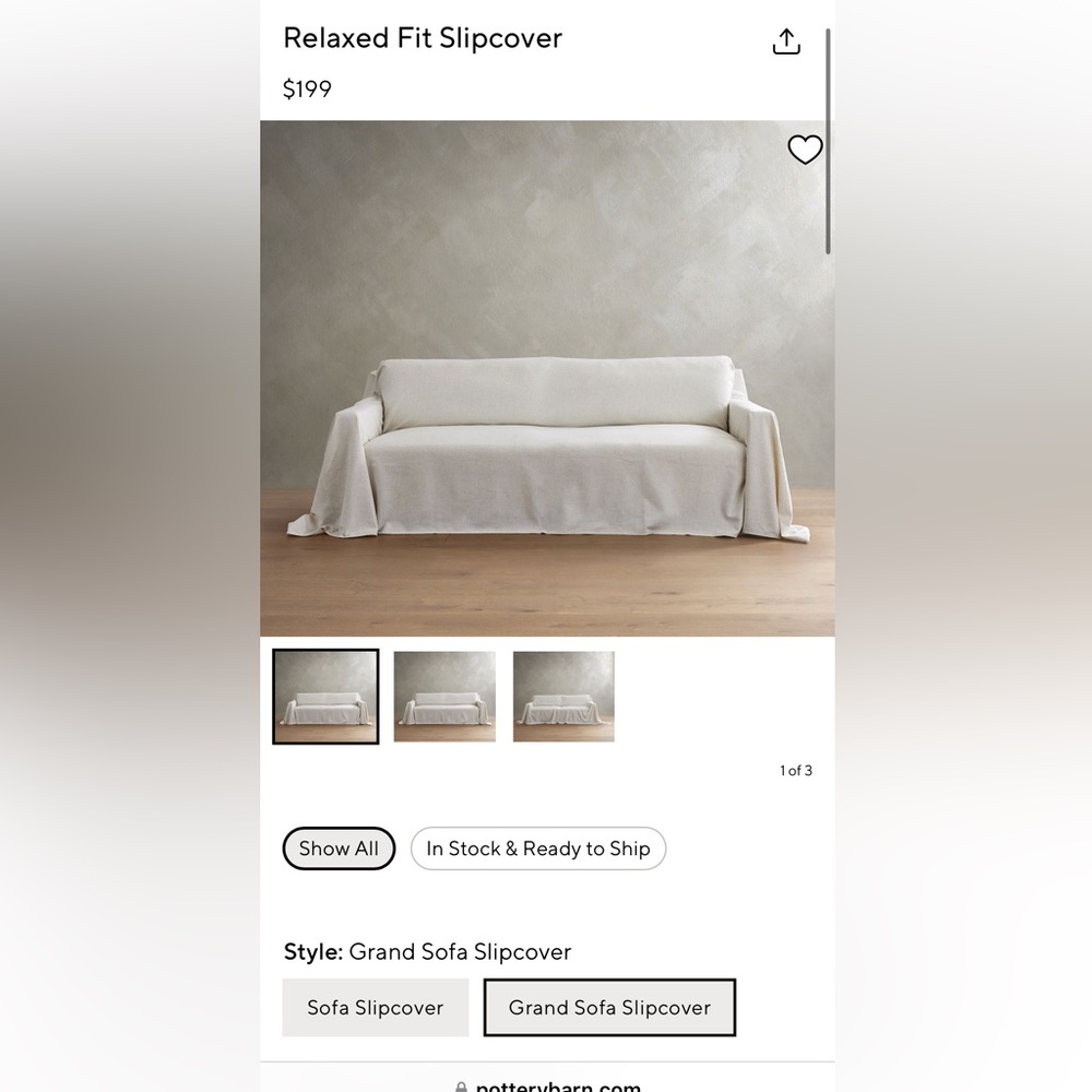 Pottery Barn Grand Slip Cover